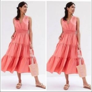 NWOT Maeve Tiered Maxi Dress Anthropologie Salmon Color 6